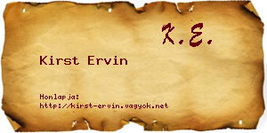 Kirst Ervin névjegykártya